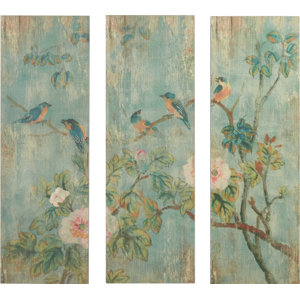 Kourou 'Soucie' 3 Piece Graphic Art Print Set on Wood (Set of 3)