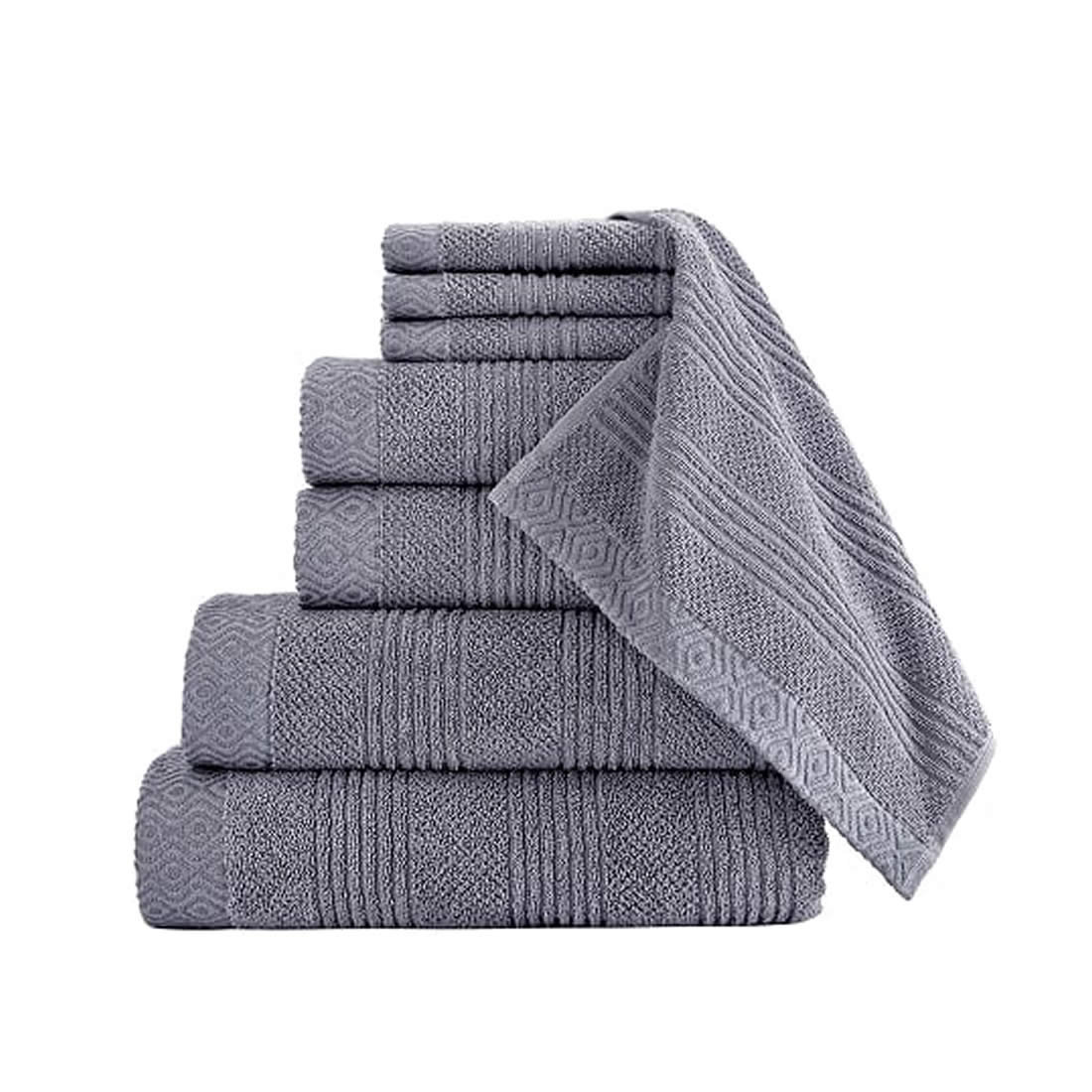 Aqua 30x60 and 24X48 Luxury Extra Large 8-Piece Turkish Towel Set with 4 Bath Towels