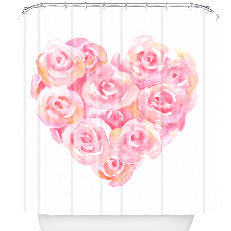 Rose Red Shower Curtains Hooks Liners Yyc Set Of 12 Lovely