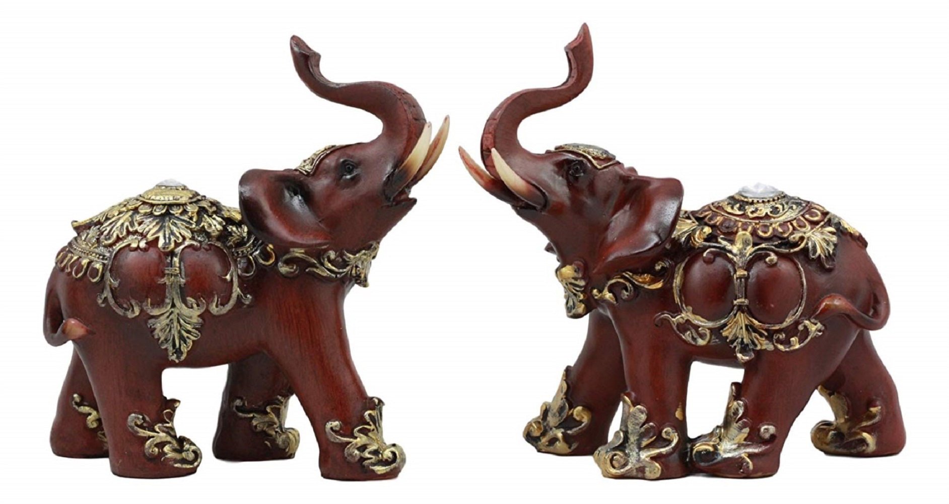 World Menagerie 2 Piece Koeppe Faux Wood Feng Shui Elephant with Trunk