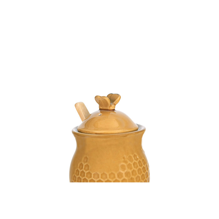 Small Decorative Bees Stoneware Honey 2 Piece Storage Jar Set