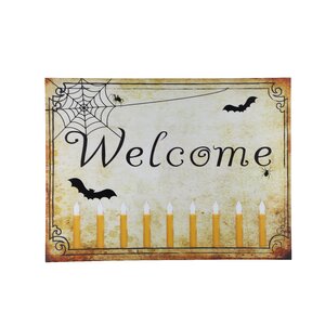 Welcome Halloween Lit' Graphic Art on Canvas