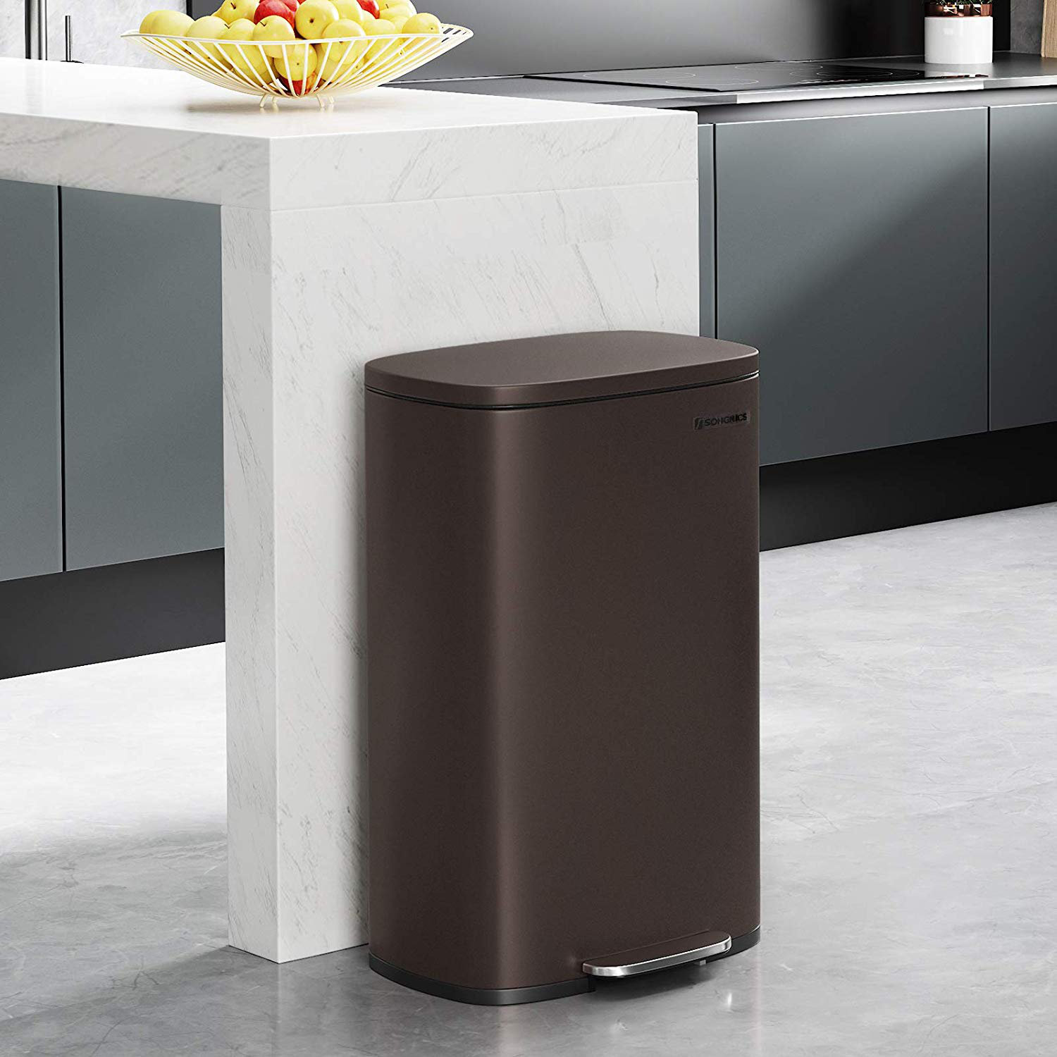 Songmics Kitchen 13 2 Gallon Step On Trash Can Reviews Wayfair