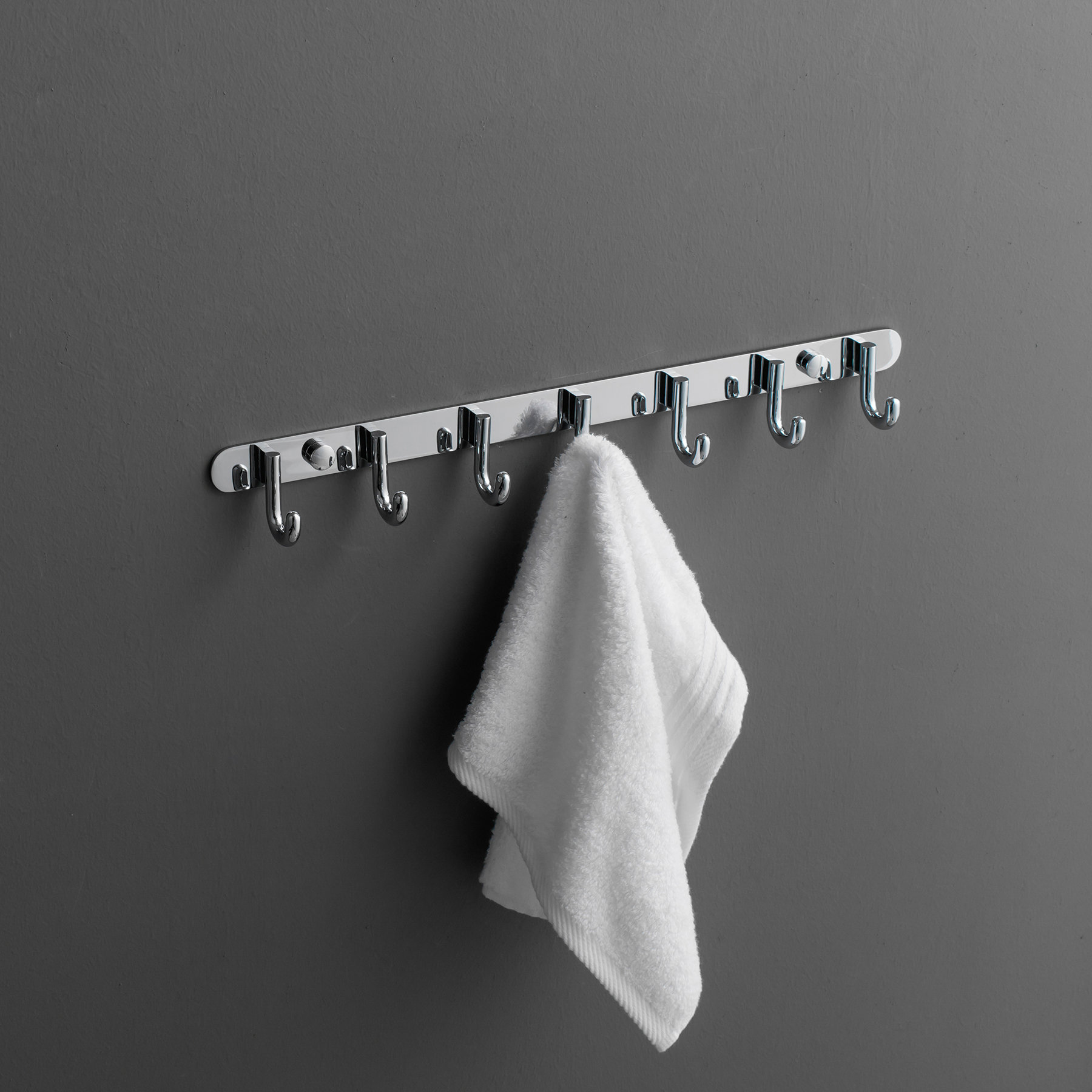 Brushed Nickel & Chrome Wall Hung Mount 6 Hook Hat and Coat Rack