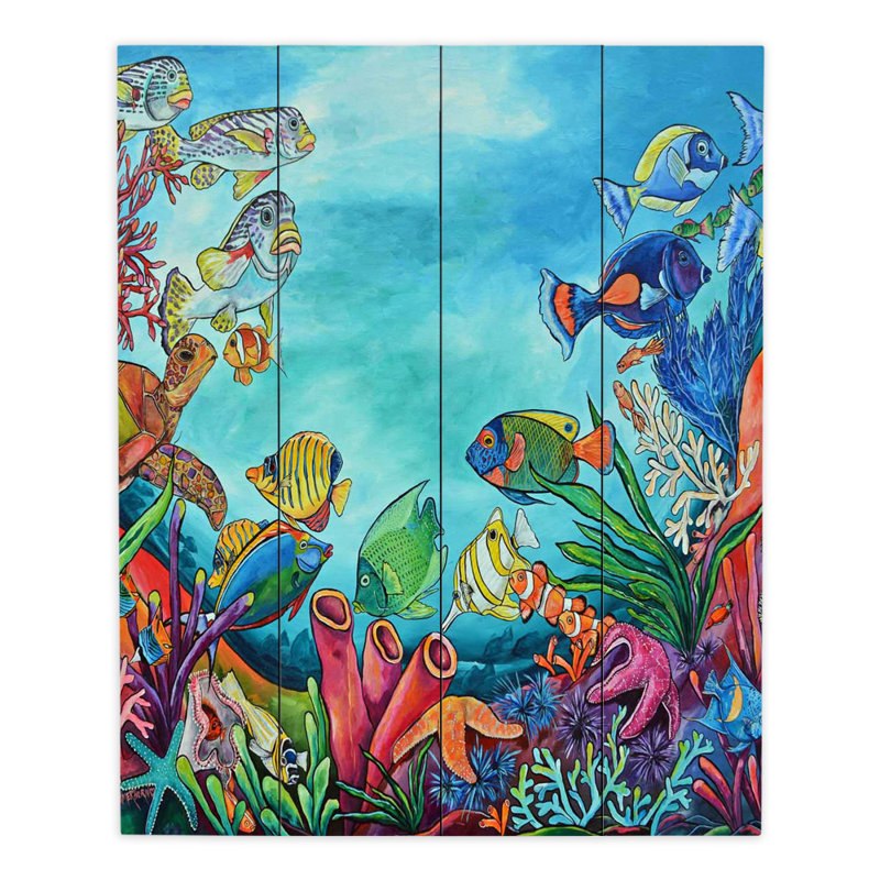 Dianochedesigns Coral Reef Painting Print On Wood Wayfair