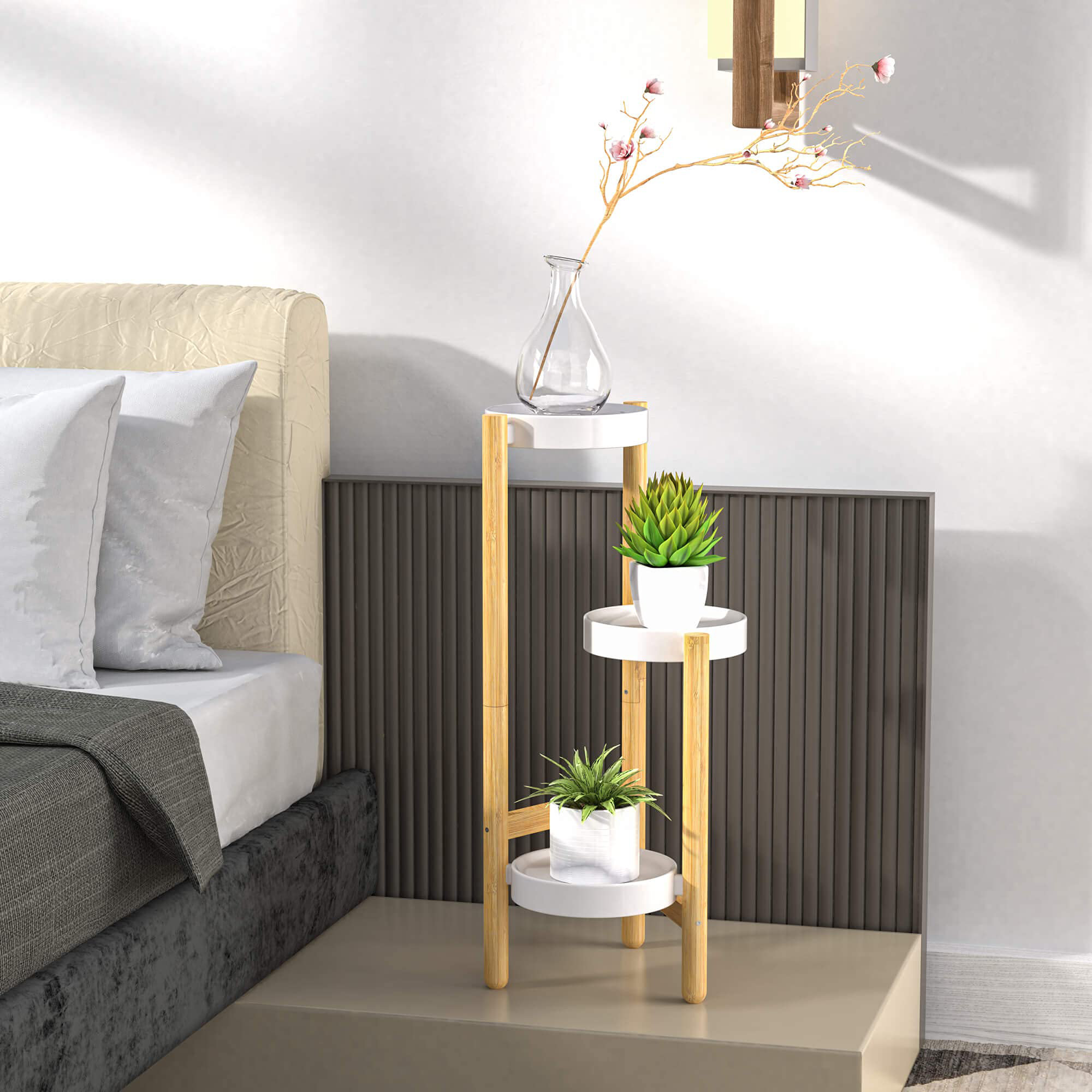 Latitude Run® Rectangular Etagere Bamboo Plant Stand Wayfair