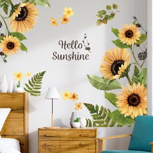 Sunflower Wall Sticker and Butterfly Stickers for Windows Waterproof Removable Decor Stickers DIY for Kids Girls Living Room Bedrooms 27 PCS Sunflower Wall Stickers