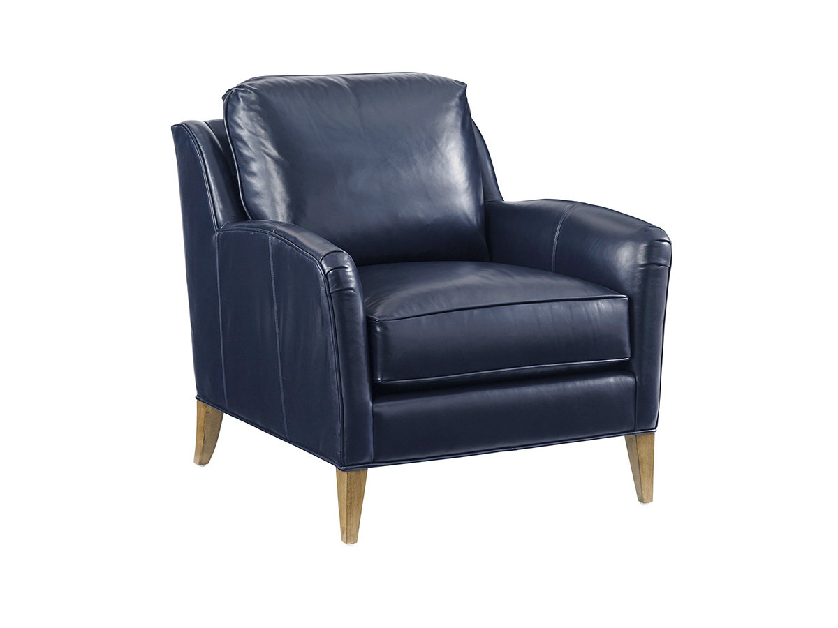 navy leather armchair