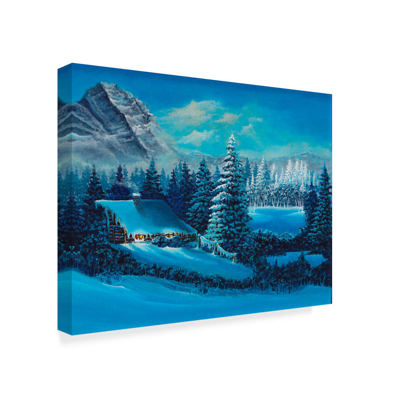 Millwood Pines Winter Scene Mountains Acrylic Painting Print On
