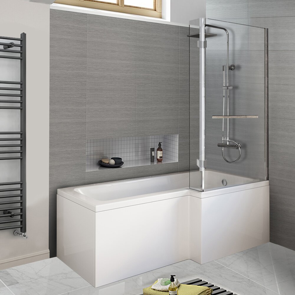 Filion 1700 mm x 850 mm Shower Bath with Bath Screen white