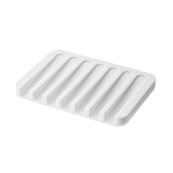 White Self Draining Soap Saver MUAMAX Soap Dish Ceramic Soap Holder Soap Tray for Bathroom Shower