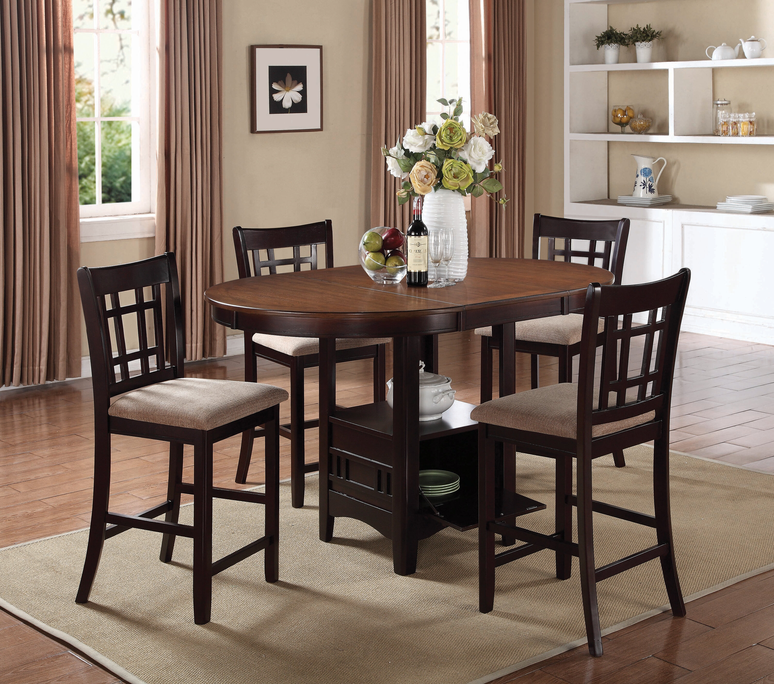 oval counter height dining table with leaf