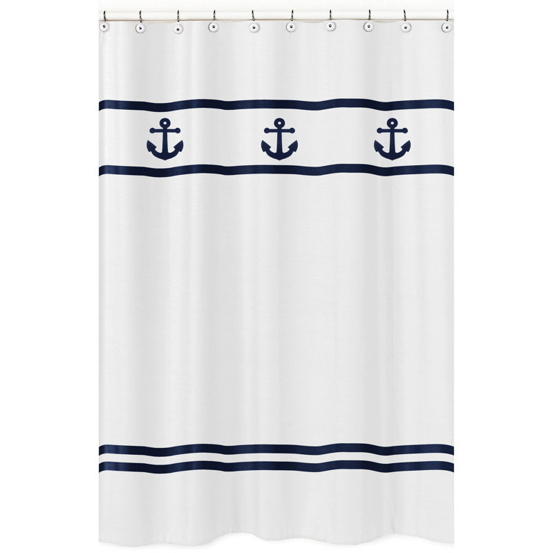 Sweet Jojo Designs Anchors Away Cotton Single Shower Curtain