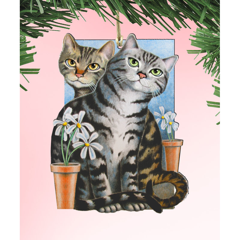 The Holiday Aisle 3 Piece Cats Wooden Hanging Figurine Ornament Set Wayfair