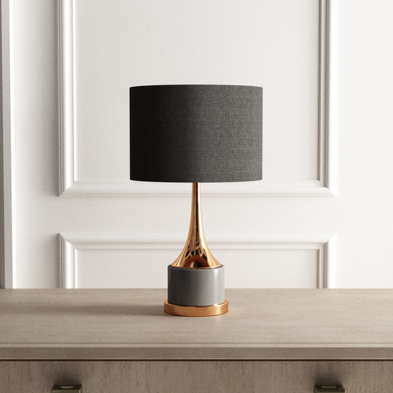 Koopman Small Cone Neck 18 5 Gray Gold Table Lamp Reviews