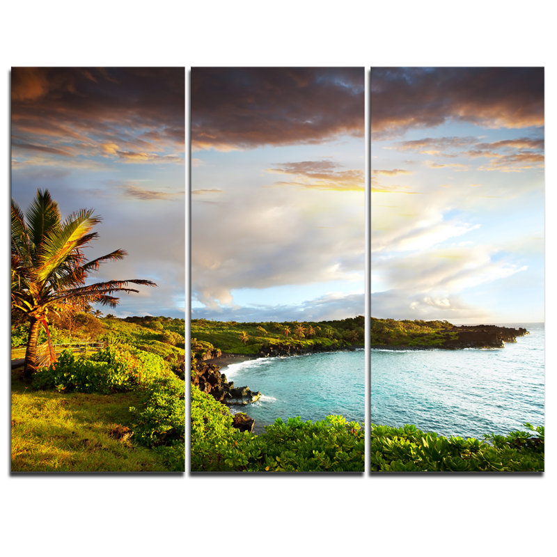 Designart Hawaii Oahu Island 3 Piece Photographic Print On Wrapped Canvas Set Wayfair