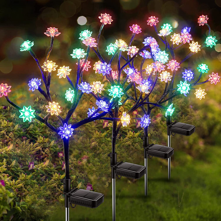 Solar Powered Lights Outdoor Decorative Garden Patio Lights Waterproof Led Lights for Pathway Lawn Pink Fairy 2 Packs 