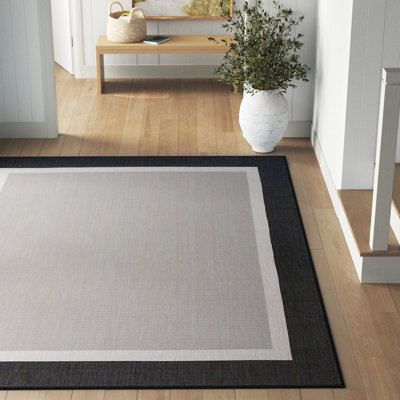 Kasuri Flatweave Black/Cream Indoor / Outdoor Area Rug