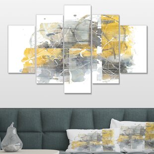 Abstract Grey Yellow Paintings Art Leinwand Print Wall Pictures Officce Home