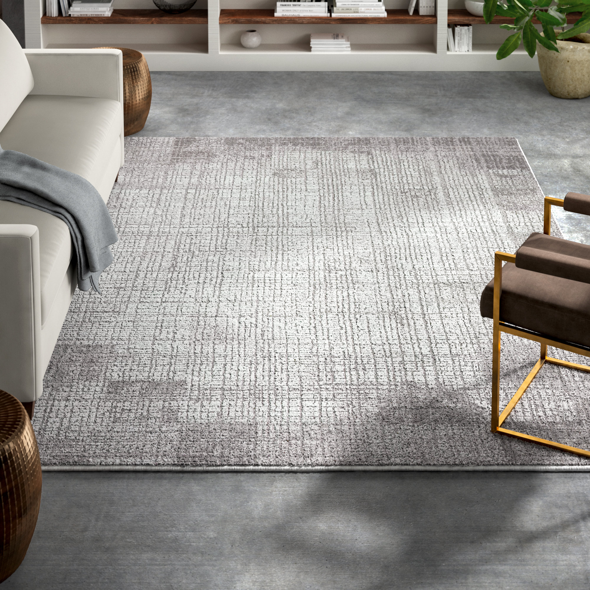 Bridgeton Distressed Modern Gray Cream Abstract Area Rug