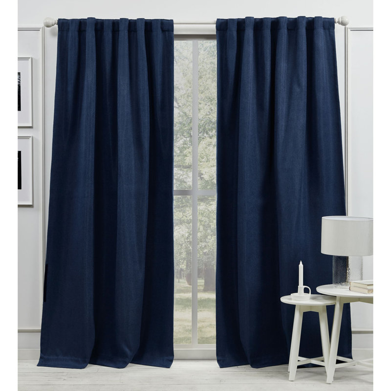 Lauren Ralph Lauren Palisades Room Darkening Back Tab/Rod Pocket Curtain Panel Size per Panel: 50" x 84", Curtain Color: Blue