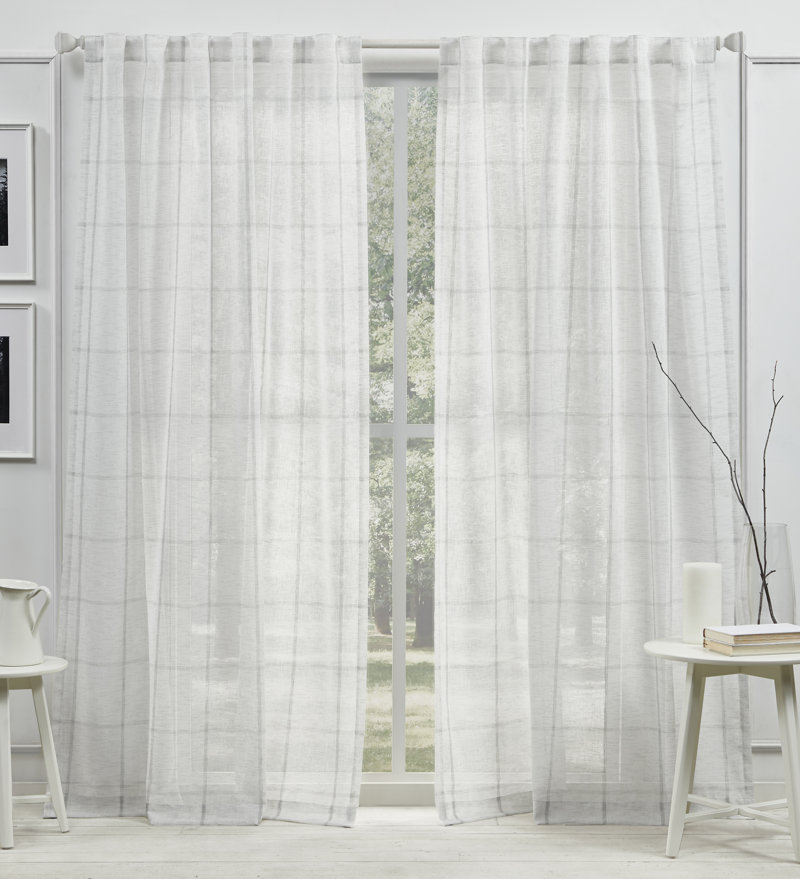 Lauren Ralph Lauren Rubin Sheer Back Tab/Rod Pocket Curtain Panel Curtain Color: Gray, Size per Panel: 54" x 96"