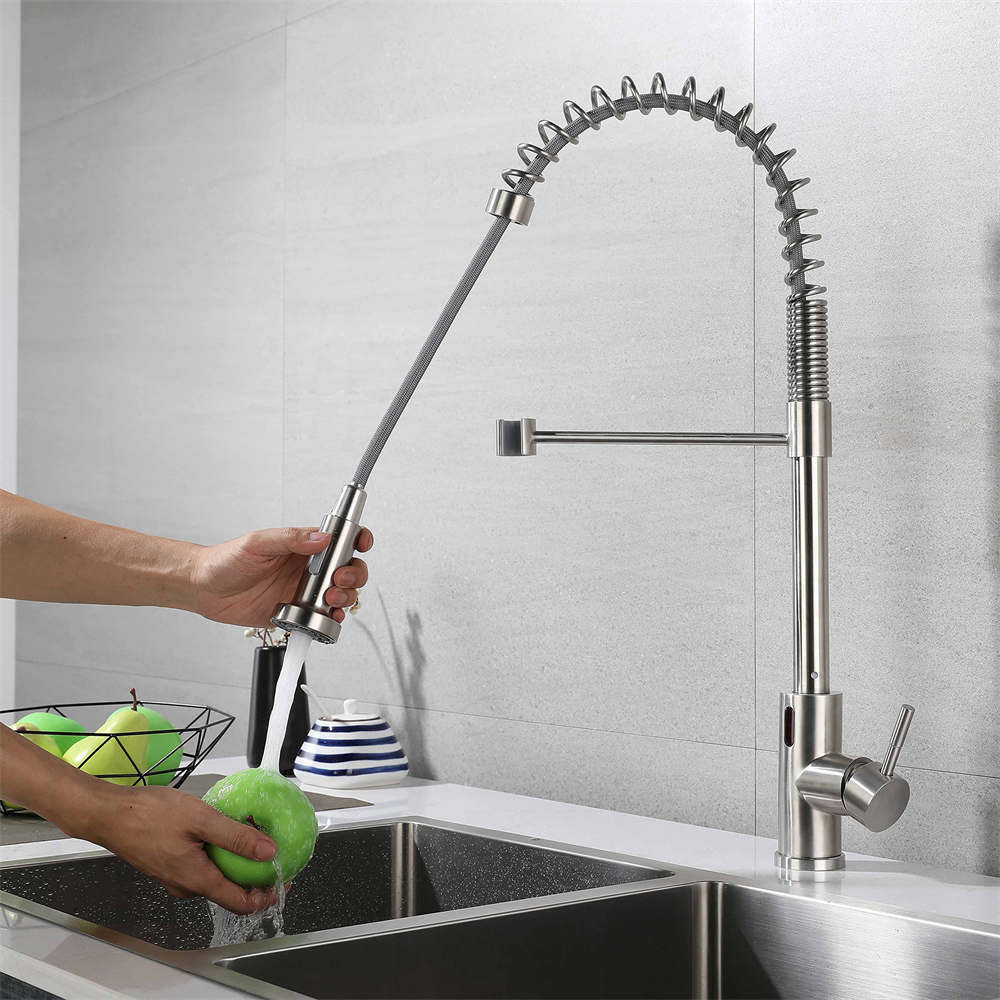 Anju Automatic Sensing Contactless Kitchen Faucet Stainless Steel Brush ...