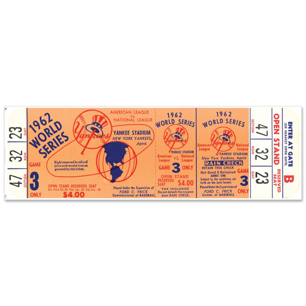 Mustang Products New York Yankees 1962 Game 3 World Series Ticket Wall Decal Wayfair