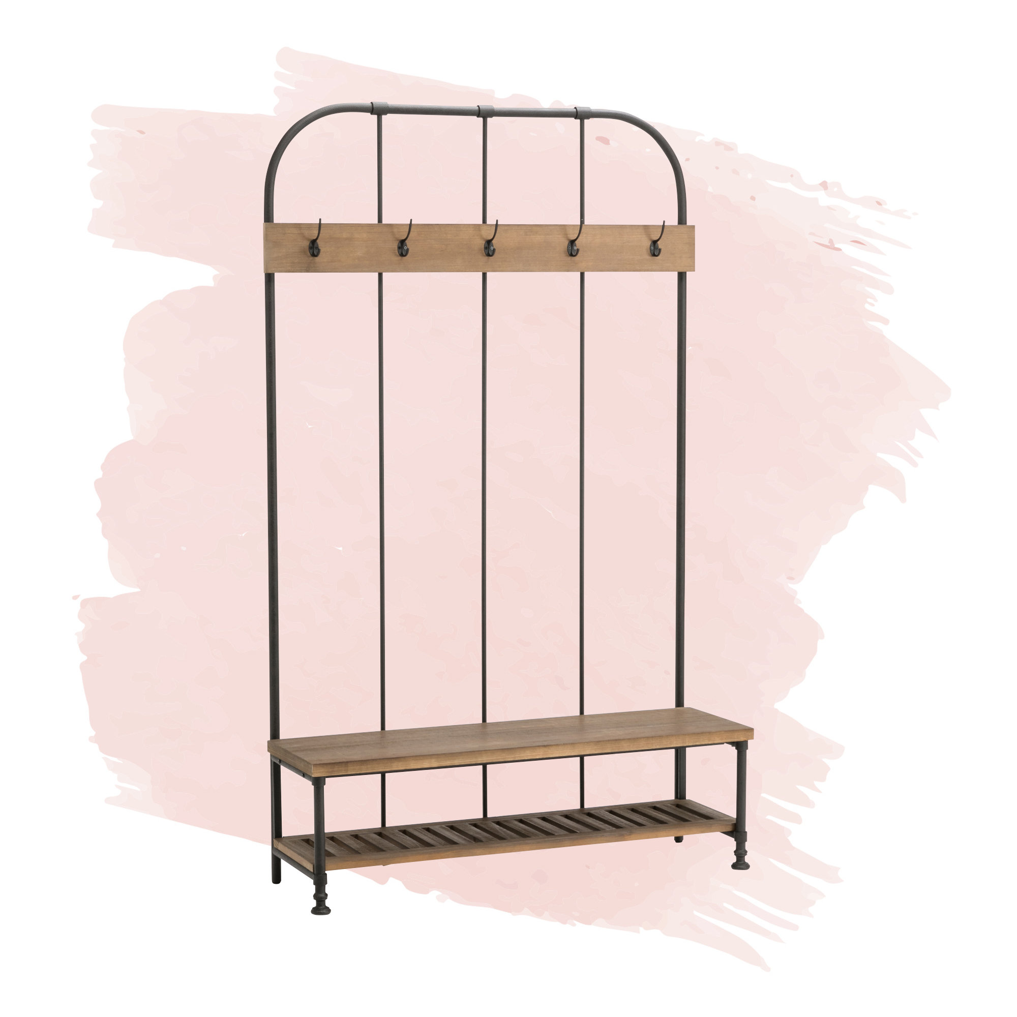 Foundstone Zayne Fir Hall Tree With Bench And Shoe Storage Reviews Wayfair