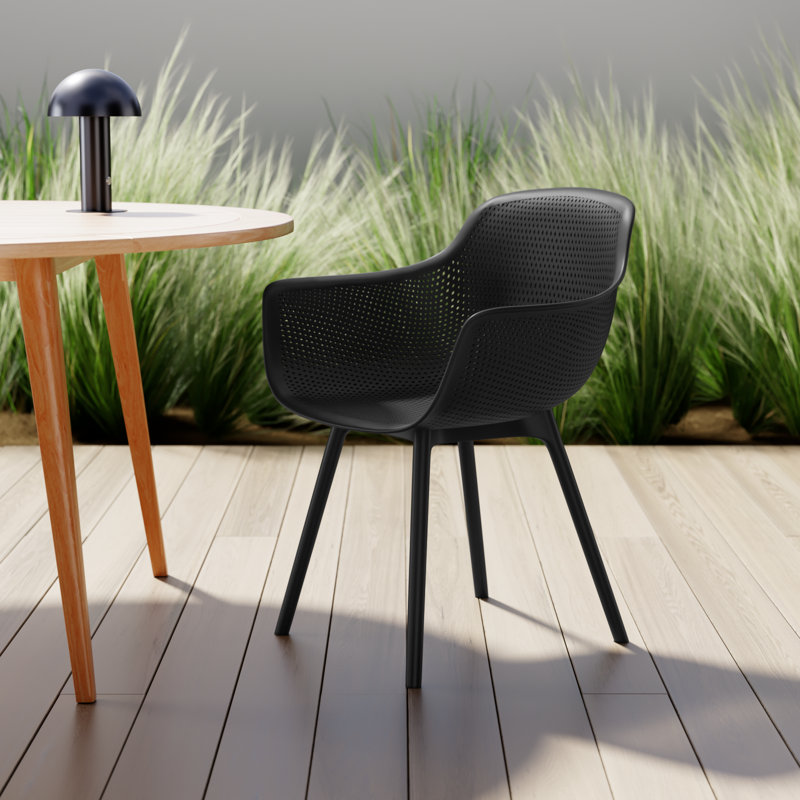 Artha Outdoor Patio Dining Chair Frame Color: Black