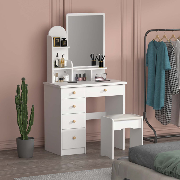 Latitude Run® 31.5'' Wide Vanity Set with Stool and Mirror Wayfair