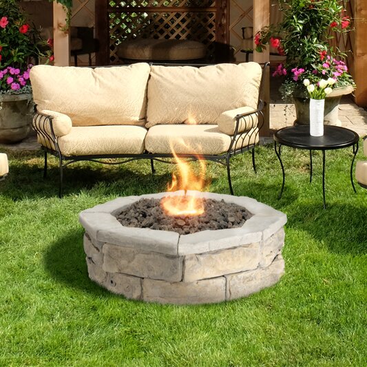 Darby Home Co Poston Concrete Fossill Limestone Propane Gas Fire Pit Wayfair