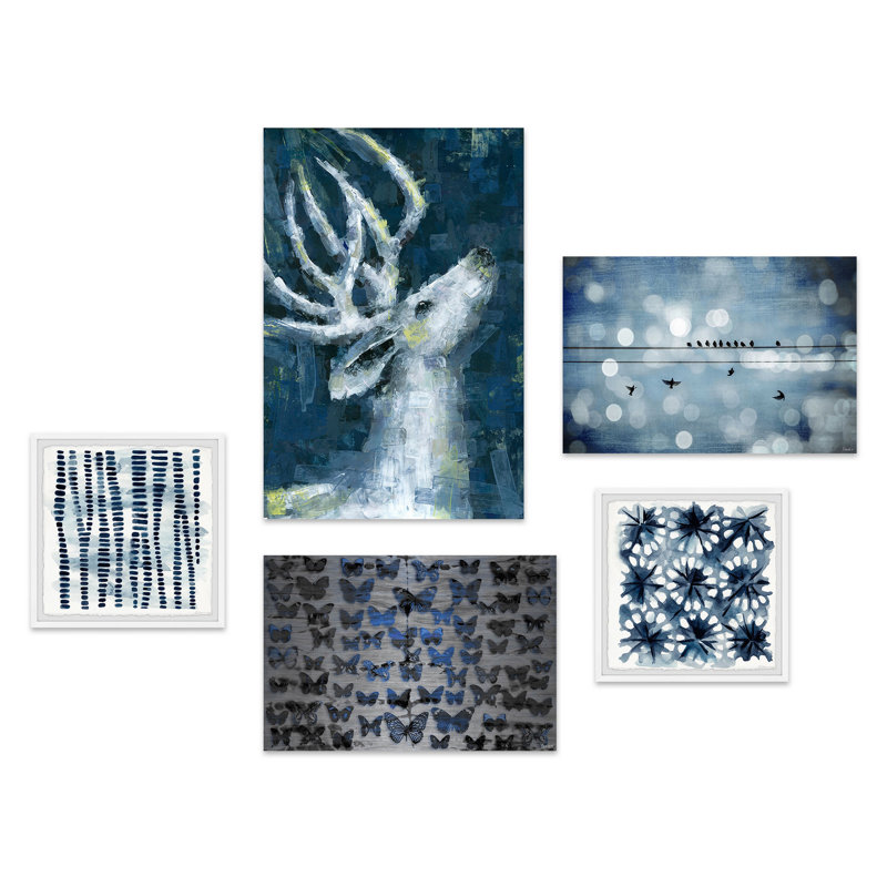 Blue Nature - 5 Piece Gallery Wall Set on Canvas - Blue Wall Art
