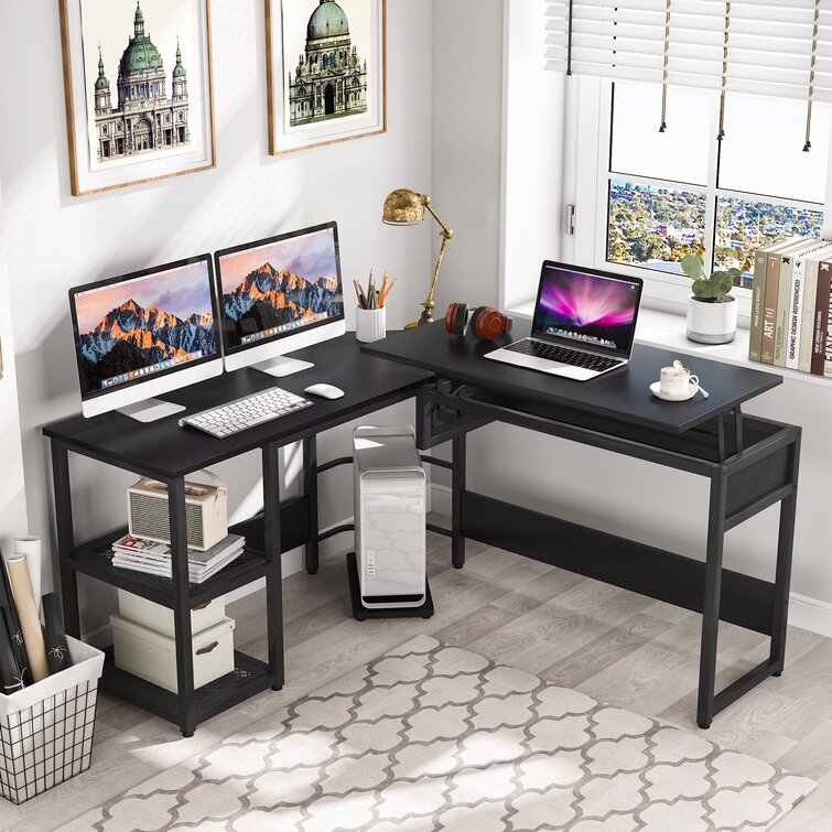 Latitude Run® Height Adjustable Standing Desk with Storage - Wayfair Canada