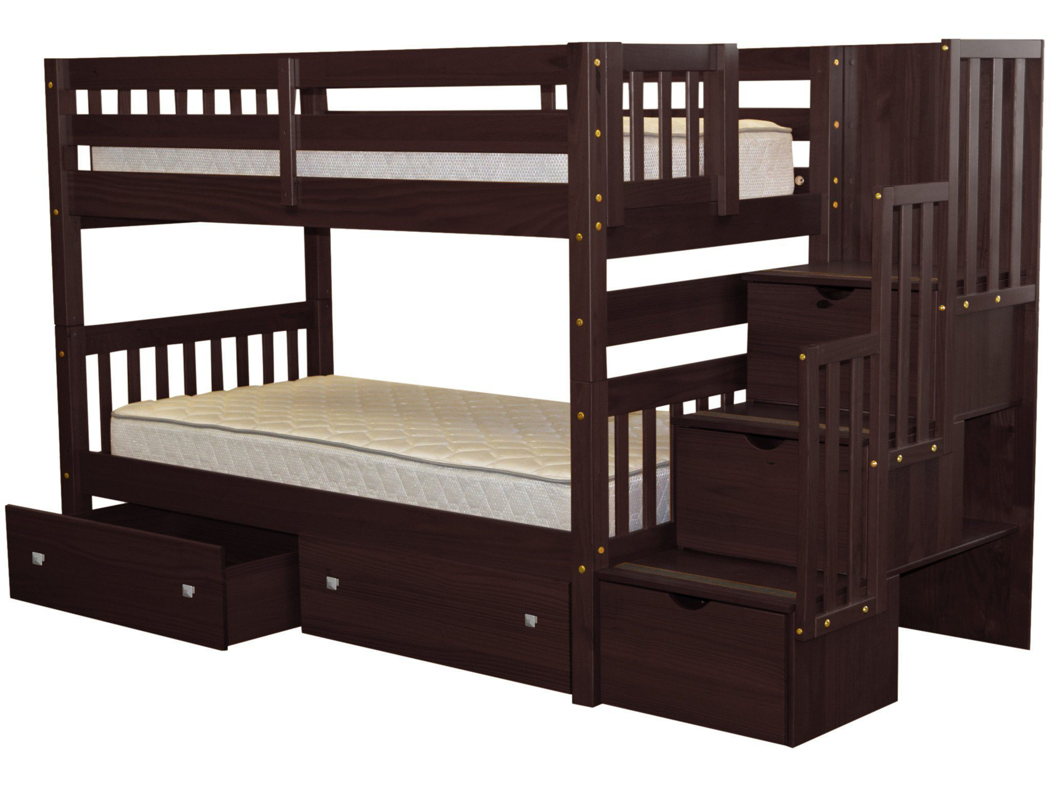 Harriet Bee Tena Twin Over Twin Stairway Bunk Bed With Drawers