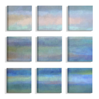 Wrought Studio Gentle Abstract Blue Water Paint Splash 9 Piece