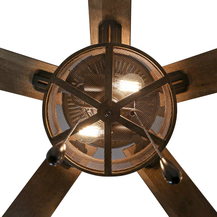 17 Stories 52 Abbigail Woodgrain Caged Farmhouse 5 Blade Ceiling