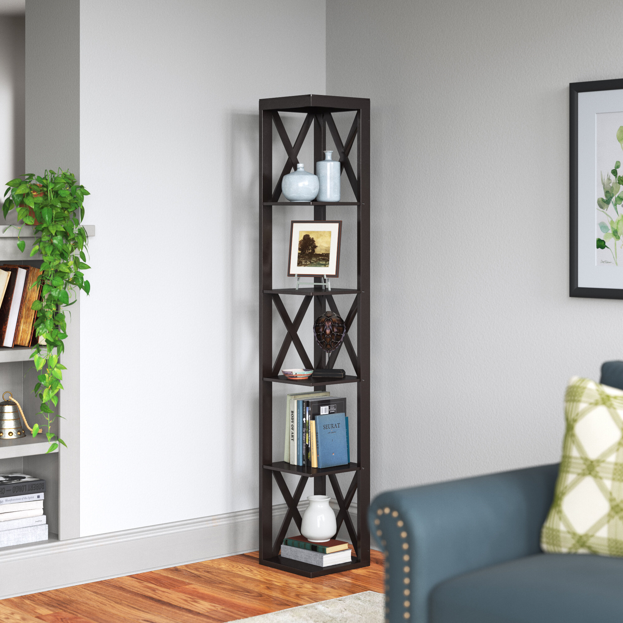 Gracie Oaks Decarri 65'' H x 11'' W Corner Bookcase & Reviews | Wayfair