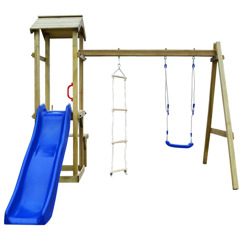 playhouse set with ladder slide and swings