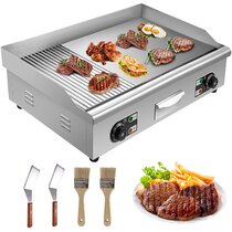 Smokeless BBQ Machine,with Adjustable Temperature Control 1500W Commercial Electric Flat Top Griddles 24 inch for Cooking Pancakes,Non-Stick Electric Grills for Restaurant Indoor&Outdoor