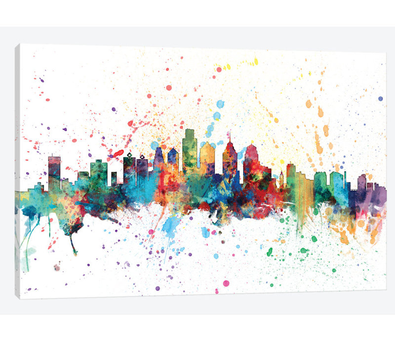 East Urban Home Rainbow Splash Skyline Series Philadelphia Pennsylvania Usa Painting Print On Wrapped Canvas Wayfair