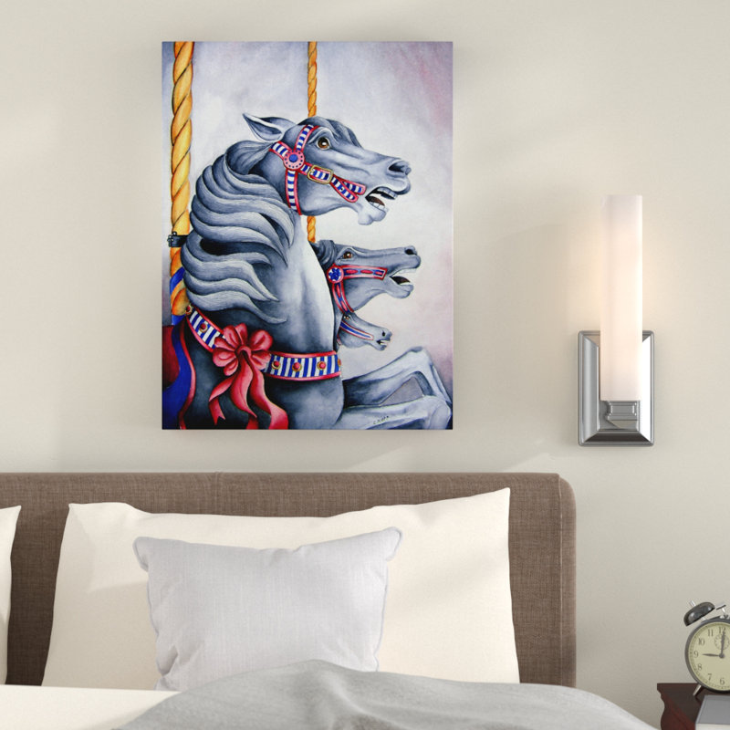 Astoria Grand Carousel Horses Acrylic Painting Print On Wrapped