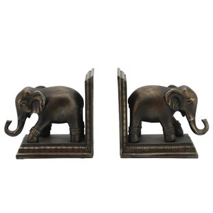 Bellaa 23057 Abstract Elephant Bookends Triumphant 9 Inch 