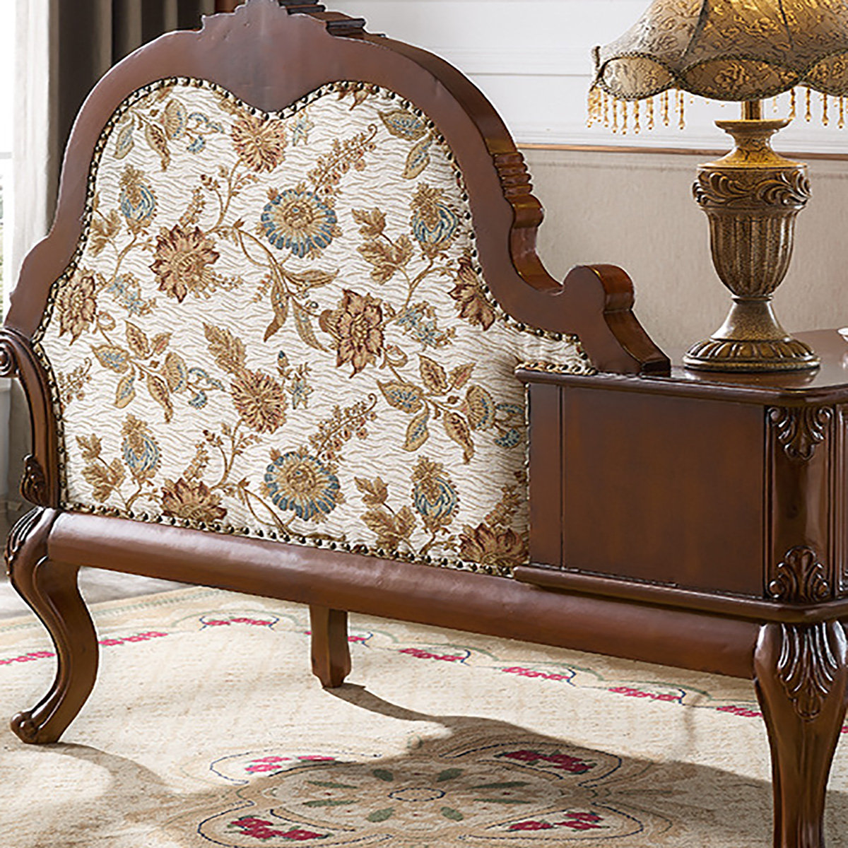 SHINYOK European Style Concubine Chair American Country Furniture Solid Wood Bedroom Sofa Chair