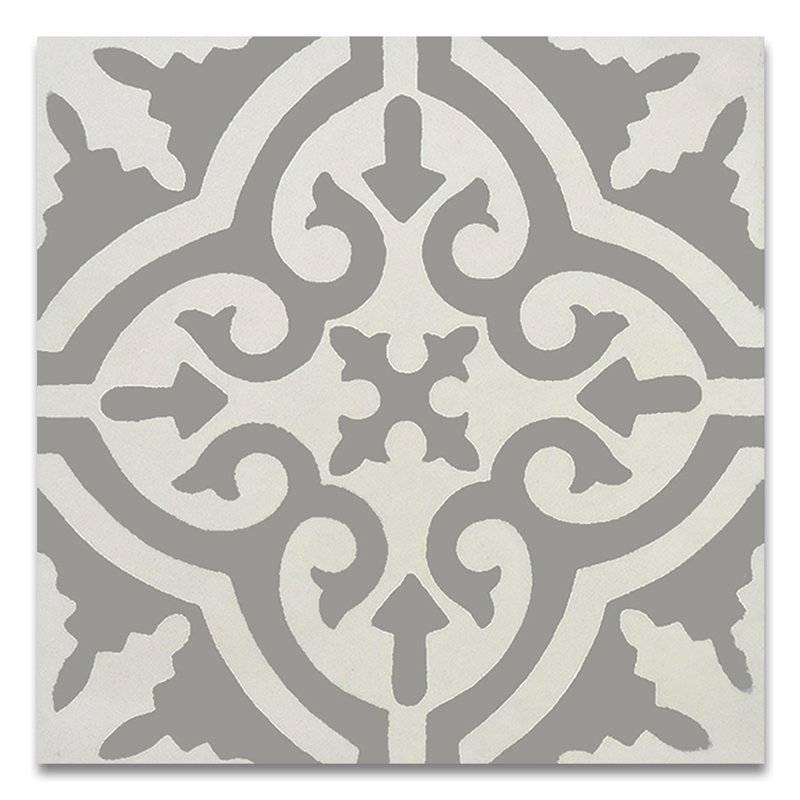 Moroccan Mosaic Tile House Argana 8 X Handmade Cement In Argana 8 X Handmade Cement Tile In Gray And White