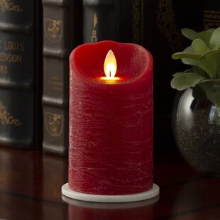 3.5."x 6" Flickering Flameless LED Candle Light w Timer Burgundy Christmas 