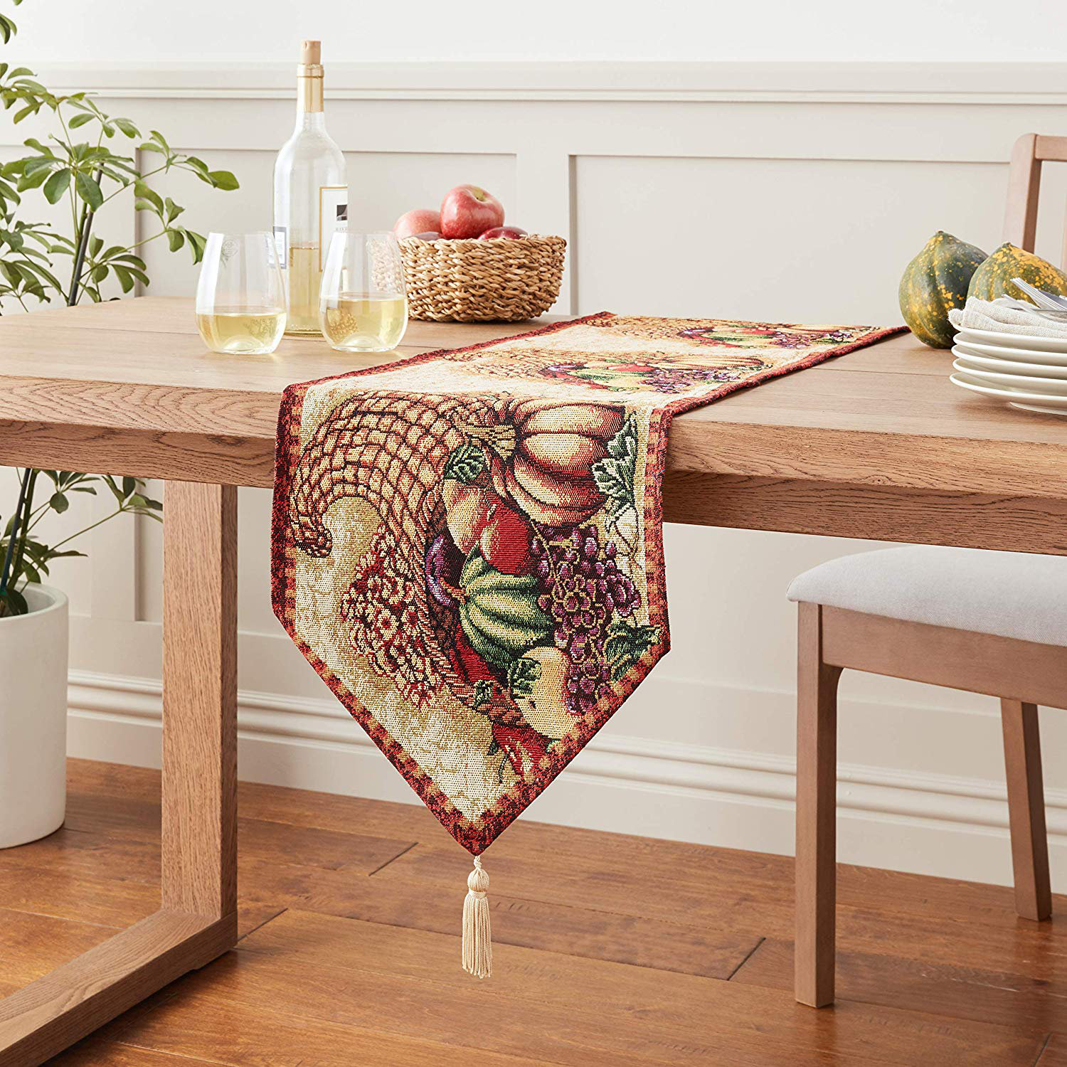 The Holiday Aisle Marcelino Cornucopia With Pumpkins And Fruit Table Runner Reviews Wayfair