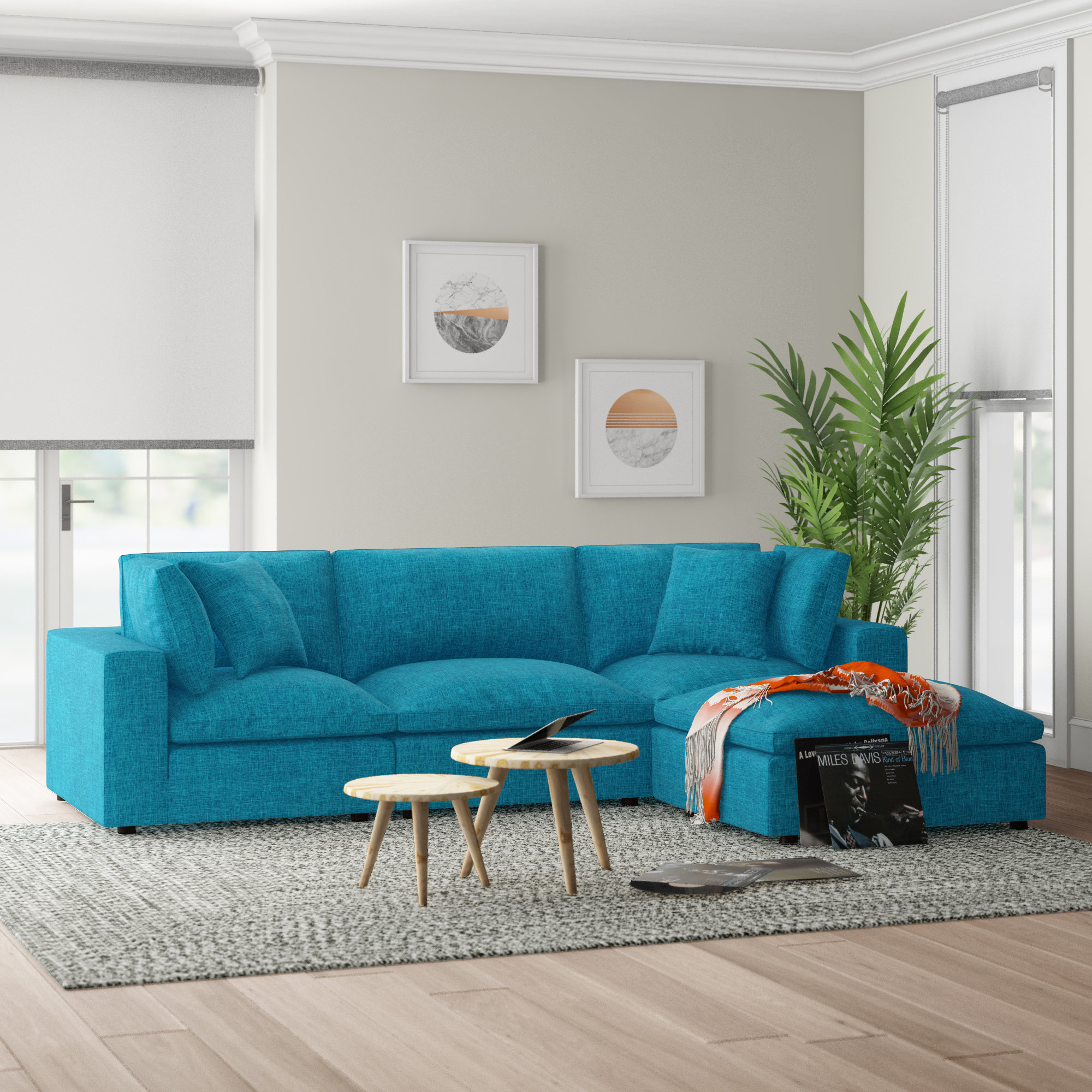 Trule Teen Clarita Overstuffed Modular Sectional With Ottoman
