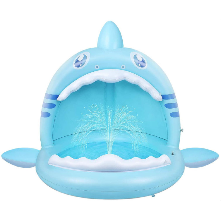 Wisdomfurnitureco Piscine Pour Bebe Piscine Pour Tout Petits Shark Splash Avec Auvent Pataugeoire Gonflable Portative Pour Enfant Avec Gicleur Centre De Jeu D Eau Interieur Et Exterieur Pour Enfants De 45 Po Wayfair Ca
