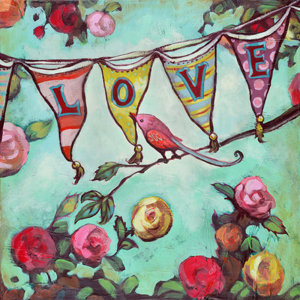 Greenbox Art Love Bird Pennant By Angela Donato Painting Print